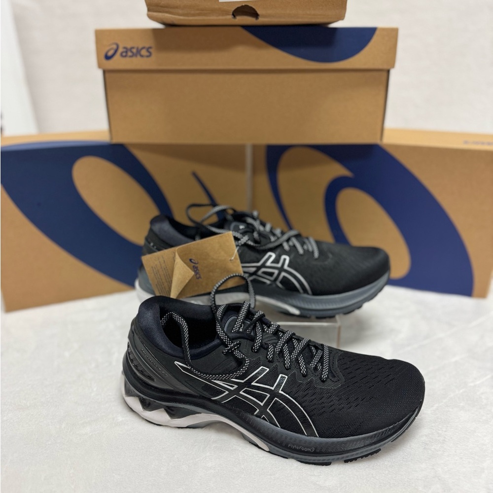 New ASICS Black Kayano Shoes